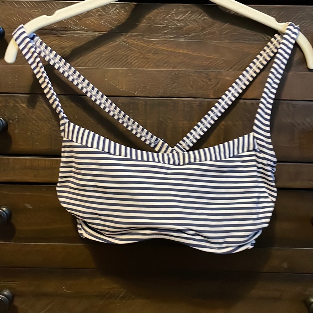 Athleta bikini top 34 d/dd.  Navy/ white stripes.
